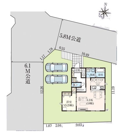 福岡市早良区野芥6丁目第5-1棟（1号棟）の区画図|配置図（1号棟）