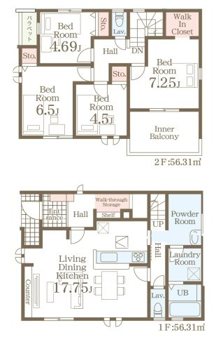 糟屋郡篠栗町庄5丁目第1-1棟（1号棟）の区画図|配置図（1号棟）