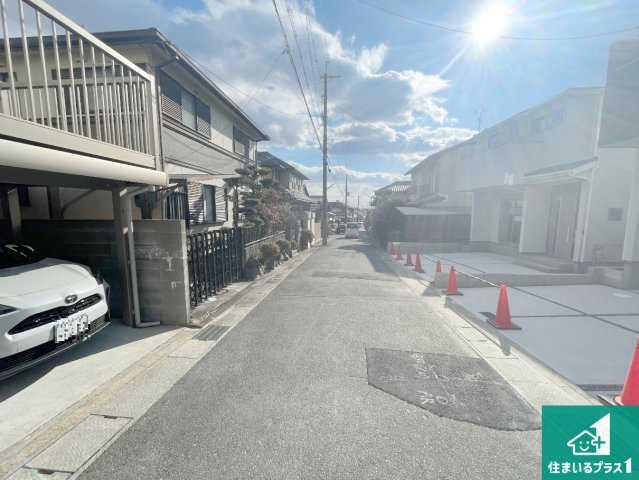 25(土)26(日)29(祝)現地説明会　城陽市寺田尼塚　全2邸の前面道路含む現地写真|車通りの少ない前面道路！お子様がいらっしゃるご家族でも安心！