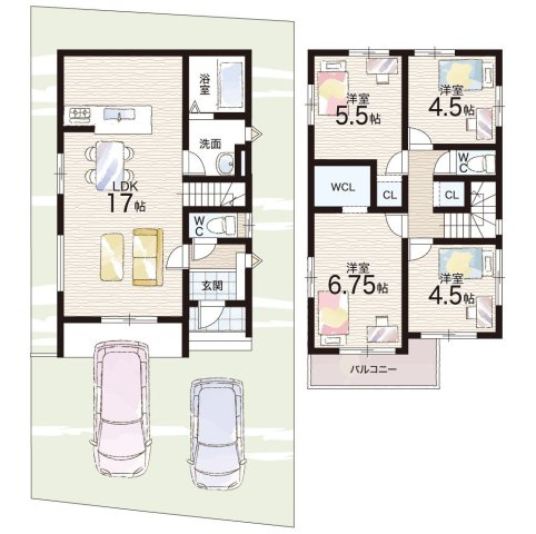 25(土)26(日)29(祝)現地説明会　城陽市寺田尼塚　全2邸の間取り|1号地