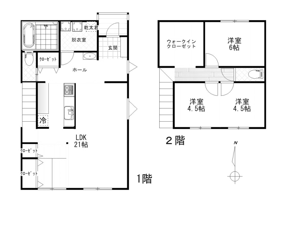 南国市甘枝　中古戸建ての間取り