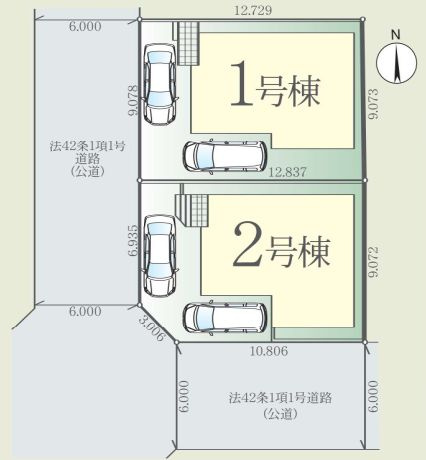 仲介手数料無料　FiT所沢市緑町1期・新築全2棟の区画図