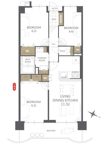 【間取り】ダイアパレス五橋カルテット 