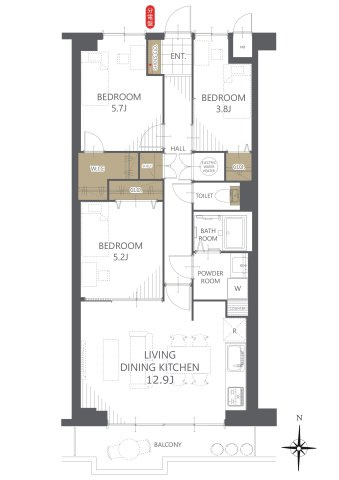 【間取り】藤和明石公園ハイタウン弐号棟 