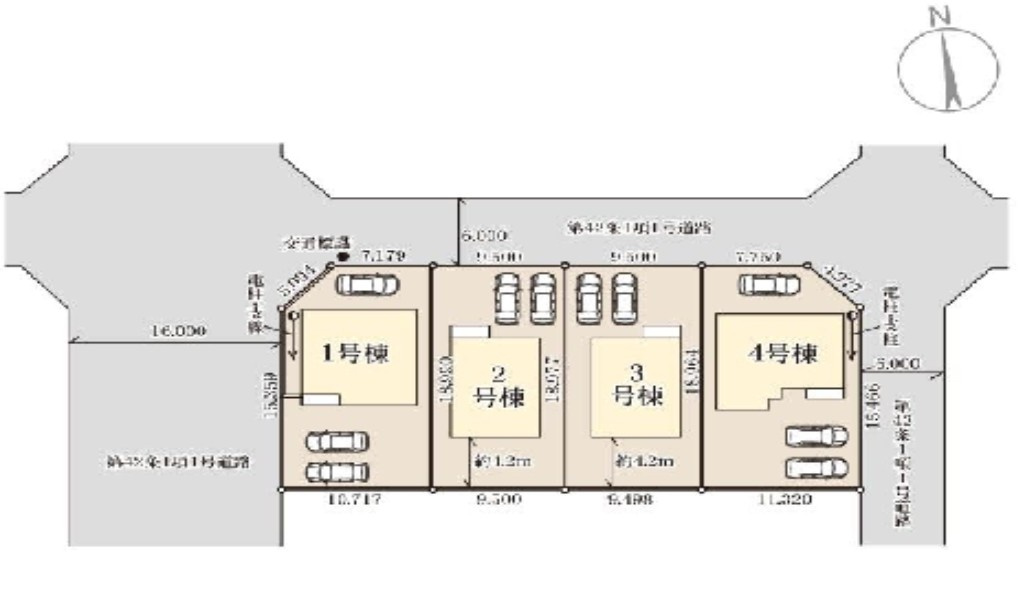 下野市大光寺1丁目　新築戸建1-3の区画図