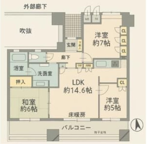 売マンション　サンデュエル小山の間取り