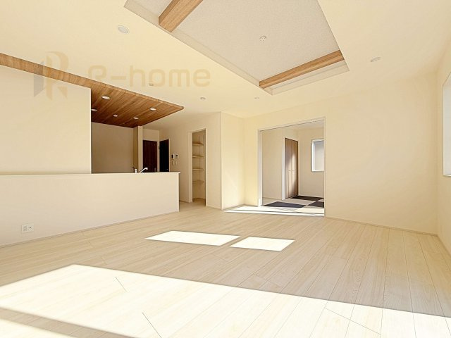 水戸市千波町4期　新築戸建て　2号棟の居間・リビング|広々としたLDK♪充分な広さがあり、ご家族でインテリアのレイアウトを考えるのも楽しみですね！