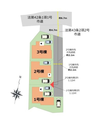 福岡市城南区東油山5丁目第1-3棟（2号棟）の区画図|配置図
