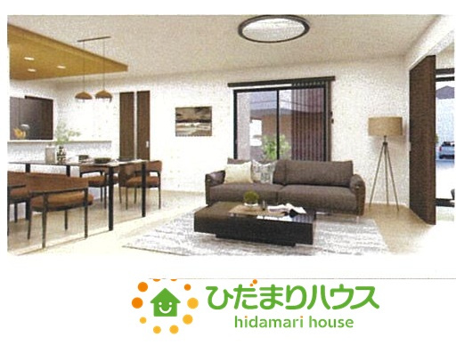 柏市西原11期　新築戸建　1号棟の完成予想図|リビング（パース）