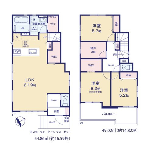 福岡市東区香椎第3-2棟（2号棟）　の区画図|配置図（1号棟）