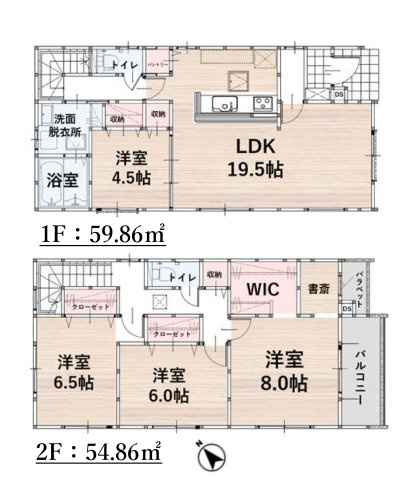 福岡市東区奈多1丁目第2-6棟（3号棟）の区画図|配置図(1号棟)