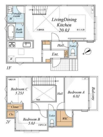 【間取り】 | 東久留米市滝山７丁目　中古戸建て | 3LDK・土地面積105.69ｍ2・建物面積88.18ｍ2