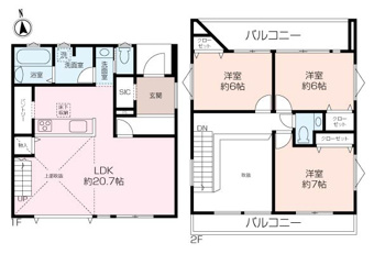 吹き抜けのある開放感の間取りです。