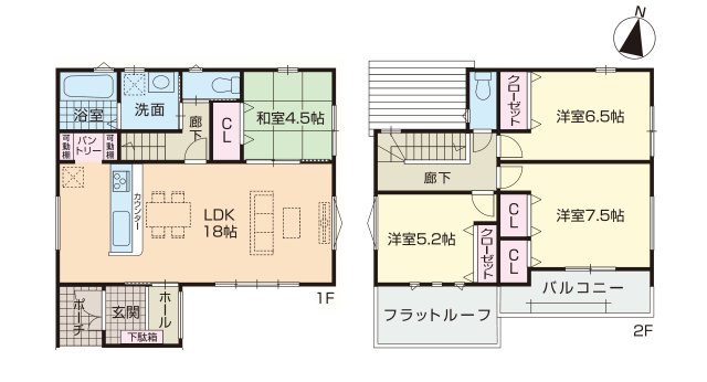 大野城市緑ケ丘4丁目第3-1棟（1号棟）　の間取り|全居室収納付きで便利です。
