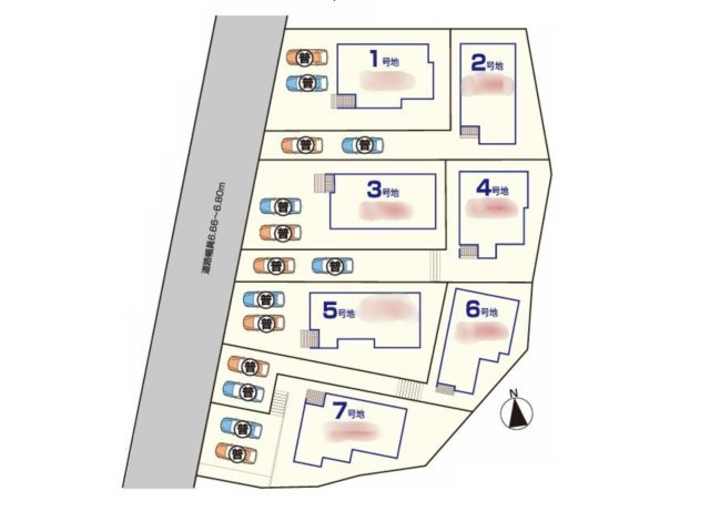 福津市福間南3丁目第1-7棟（6号棟）　の区画図|配置図（6号棟）