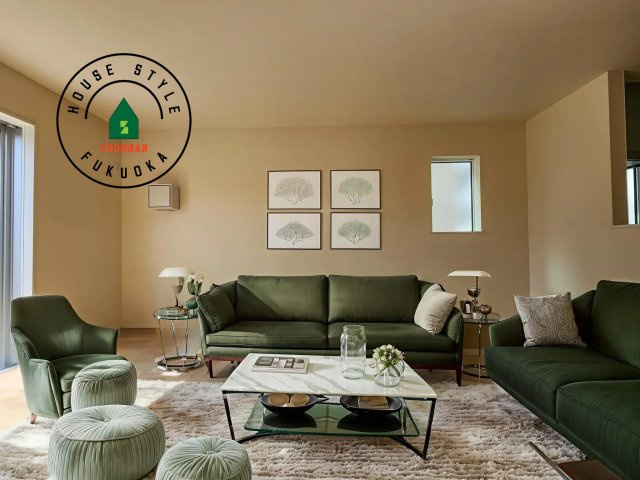 福岡市西区拾六町3丁目第1-3棟（1号棟）の居間・リビング|多くの時間を過すことになるリビングだからこそ、いつも穏やかな空間・解放感が味わえ毎日が充実します。※家具はCGを合成したものです。