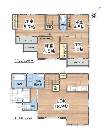 大野城市乙金東1丁目第2第3-3棟(3号棟)の区画図|配置図