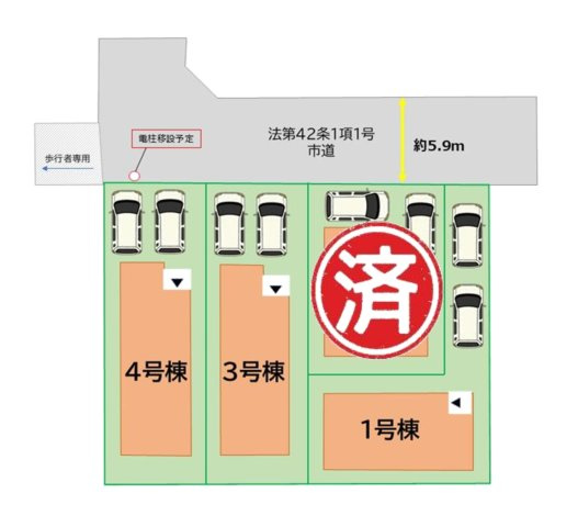 春日市春日10丁目第1-4棟（1号棟）の区画図|配置図