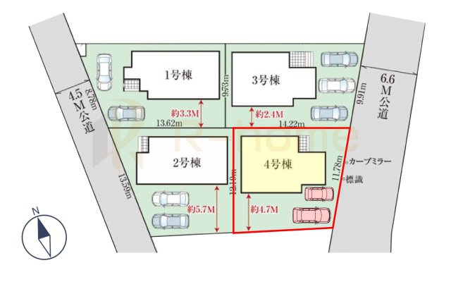 取手市本郷5期　新築戸建て　4号棟の区画図|大きなお買い物だからこそ、メリット・デメリットを伝えさせて頂きます。
R-homeにお任せください♪