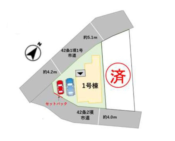 太宰府市朱雀2丁目第1-2棟（1号棟）の区画図|配置図