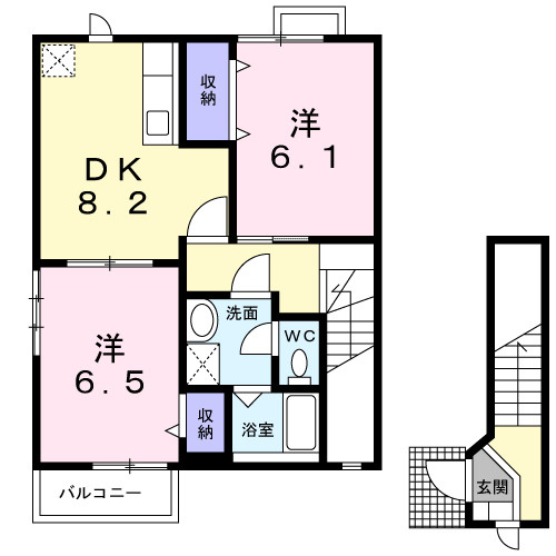 ぺアハウスヒロセ　Ａの間取り|間取図