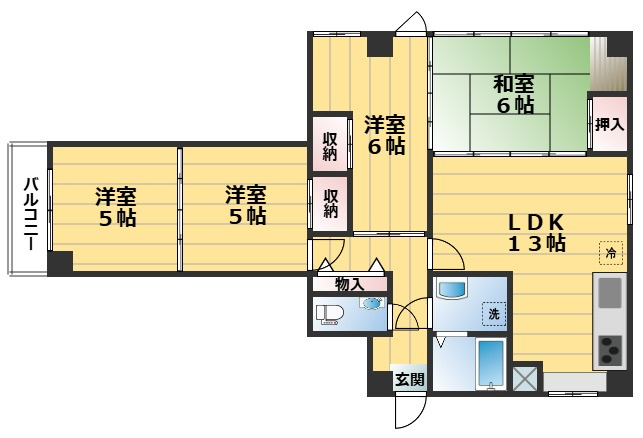サンリーベ衣笠の間取り
