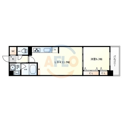 グランセジュール大国町(敷津小学校区)の間取り|グランセジュール大国町(敷津小学校区)　間取り