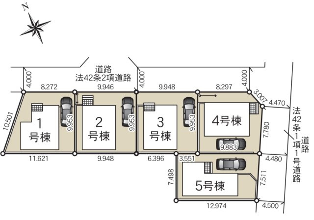 【区画図】 | 府中市白糸台新築全5棟