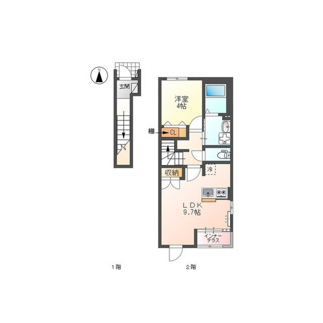 岐阜市北一色２丁目のアパートの間取り