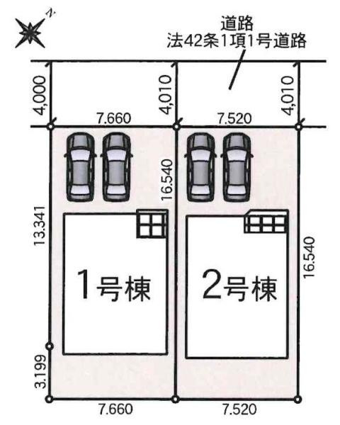 豊田市鴛鴨町第2　全2棟・2号棟の区画図