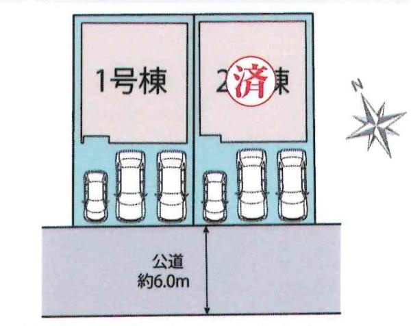 豊田市水源町2丁目2期　全2棟・1号棟の区画図|1号棟です。