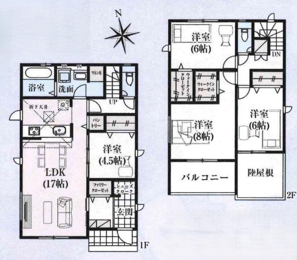 岡崎市赤渋町3期　全3棟・2号棟の間取り|間取り図です