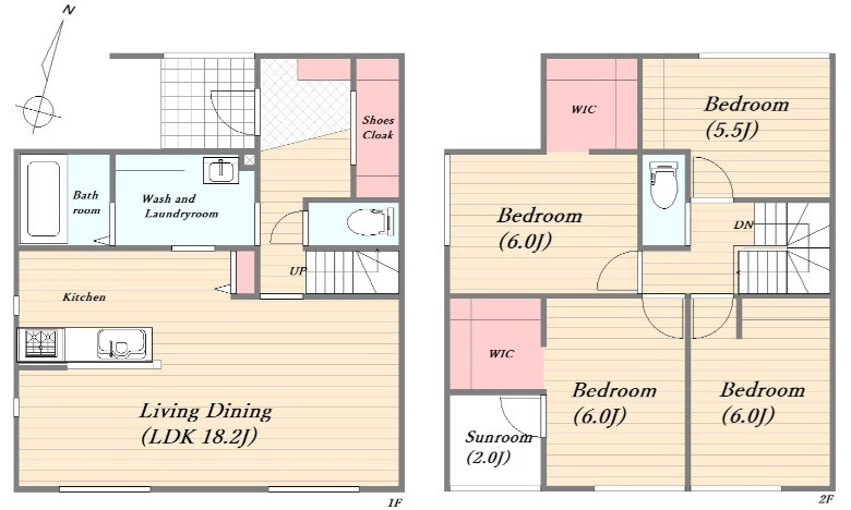 東広島市黒瀬楢原北2丁目　新築一戸建ての間取り
