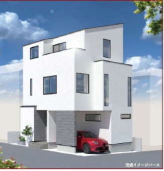 豊島区駒込　新築戸建の外観パース|完成予定図。外観パースです。