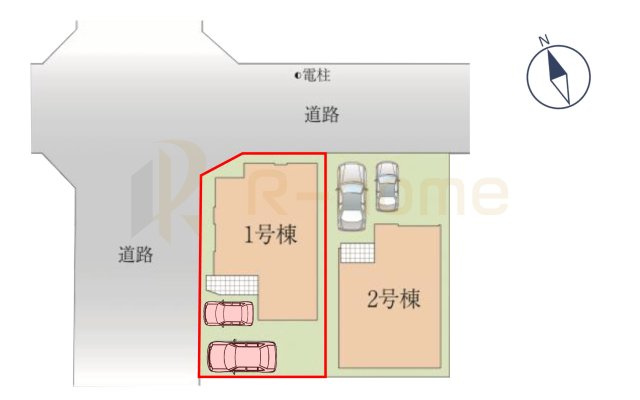 我孫子市若松4期　新築戸建て　1号棟の区画図|大きなお買い物だからこそ、メリット・デメリットを伝えさせて頂きます。
R-homeにお任せください♪