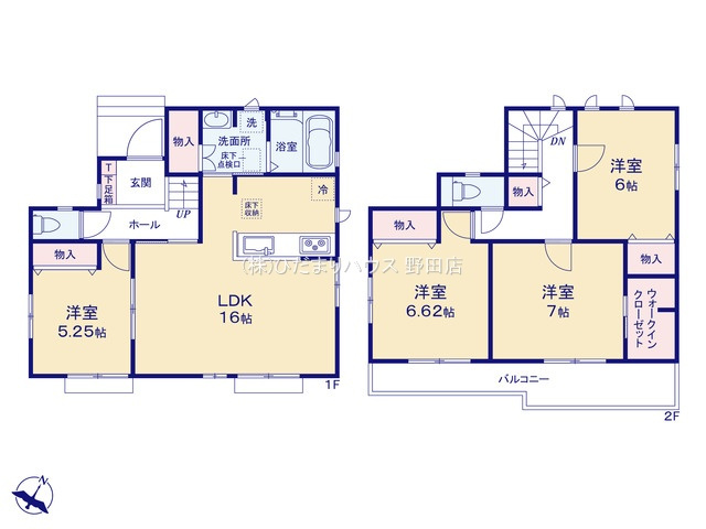 野田市清水619番1　新築戸建　A号棟の間取り|4LDK+WIC