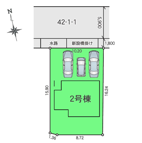 【区画図】 | リナージュ高崎市石原町24-1期ー② | 高崎駅まで2Km♪片岡小学校まで徒歩7分！
カースペースは3台駐車可能！