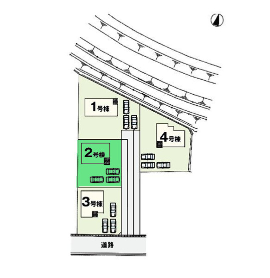【区画図】 | アーバンスタイル渋川市八木原1期ー② | 敷地面積80坪以上！カースペースは3台以上駐車可能！