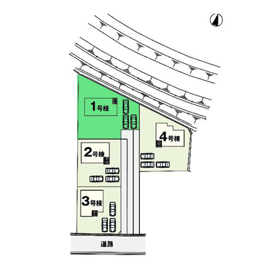 【区画図】 | アーバンスタイル渋川市八木原1期ー① | 有効土地面積は約90坪！カースペースは3台以上駐車可能！