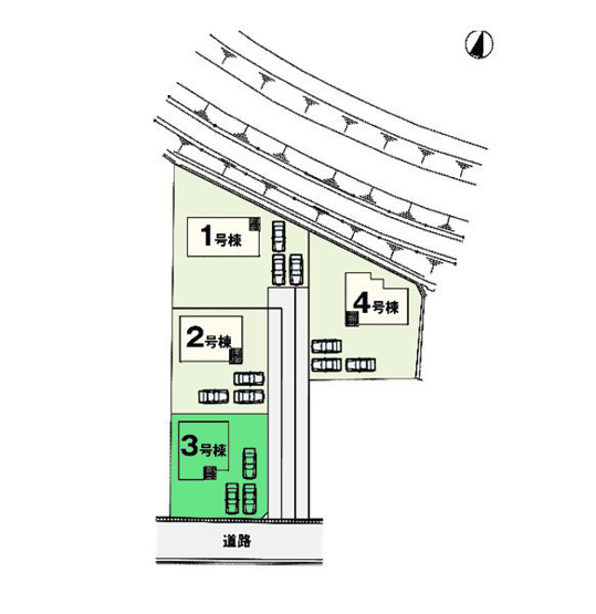 【区画図】 | アーバンスタイル渋川市八木原1期ー③ | 南接道に面した敷地面積60坪以上！カースペースは3台以上駐車可能！