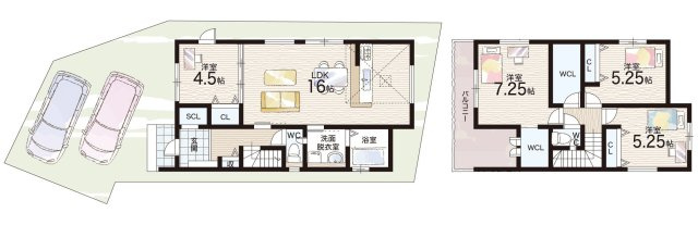 柏原市国分東条町　新築一戸建ての間取り|1号地