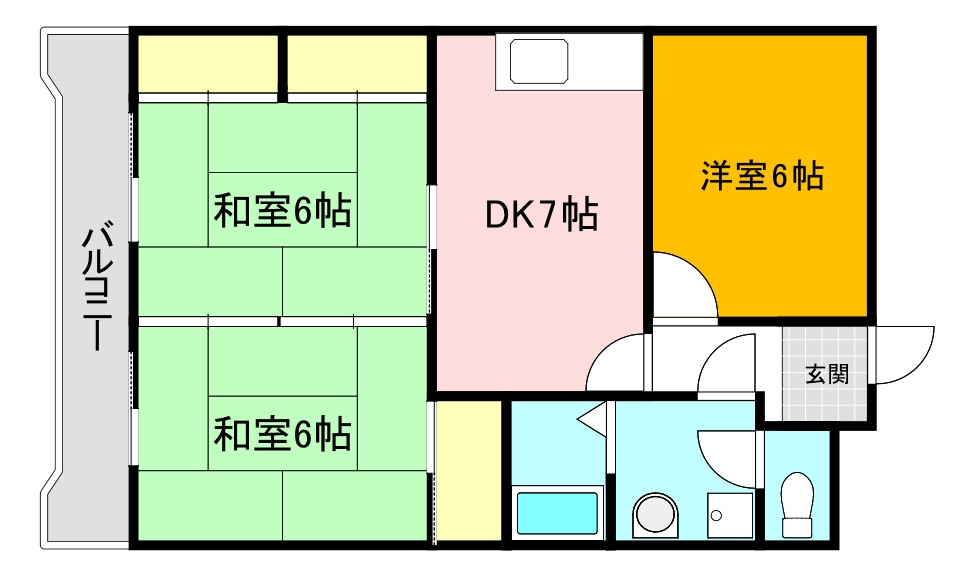 直方市新知町の賃貸マンションの間取り