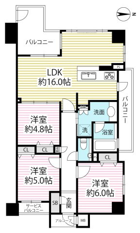 ２０２５年８月フルリフォーム済◆広々リビングの３ＬＤＫ◆ペット飼育可◆ザ・京都レジデンス御所南の間取り