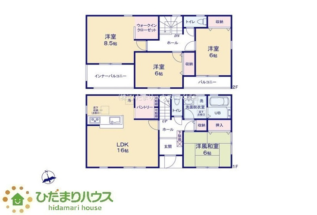 【間取り】 | ひたちなか市稲田10期　新築戸建　1号棟 | 全居室6帖以上で住環境広々。