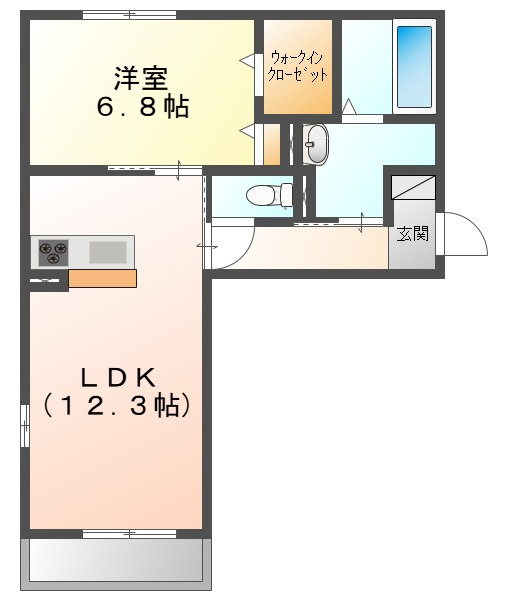Ｄ－ｒｏｏｍ浜野南　Ａの間取り