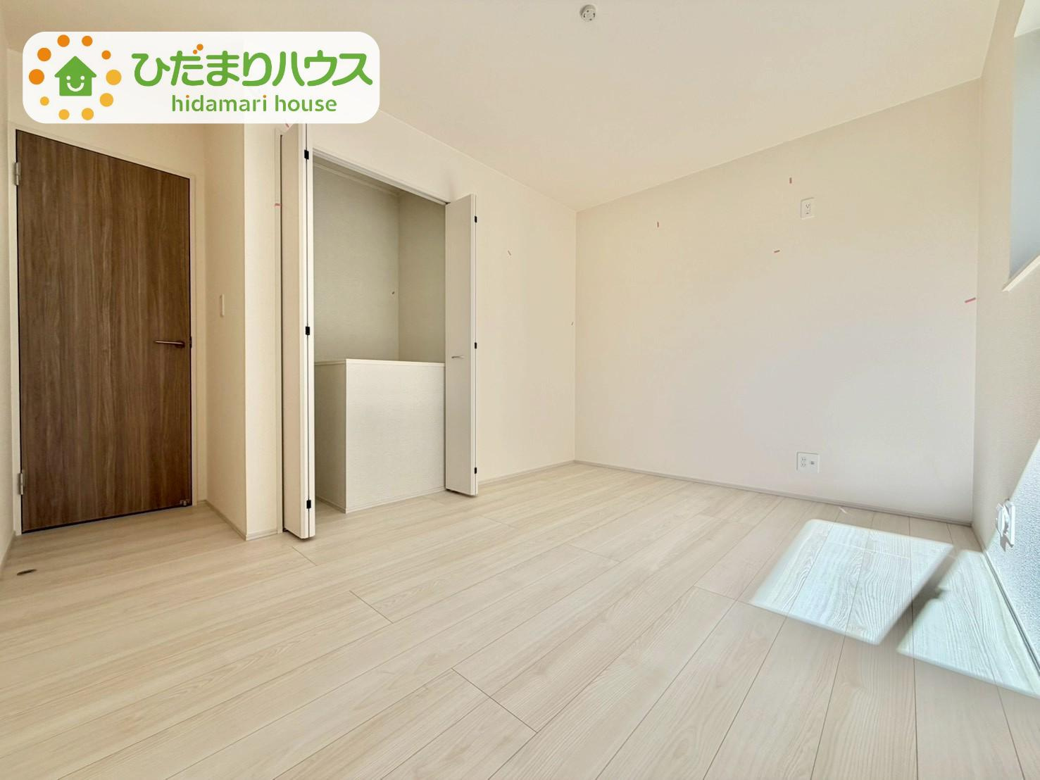 野田市清水619番1　新築戸建　D号棟の洋室|全室にクローゼットが付いていて、お部屋の住空間もスッキリ広々つかえそうです(^^)/							
