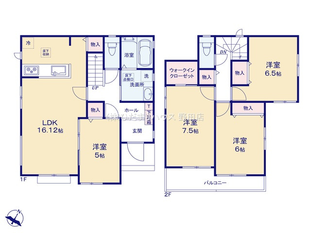 野田市清水619番1　新築戸建　D号棟の間取り|4LDK+WIC（D号棟）