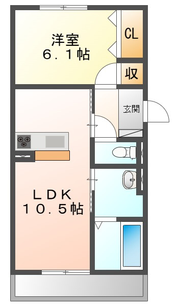 Ｄ－ｒｏｏｍ浜野南　Ｂの間取り