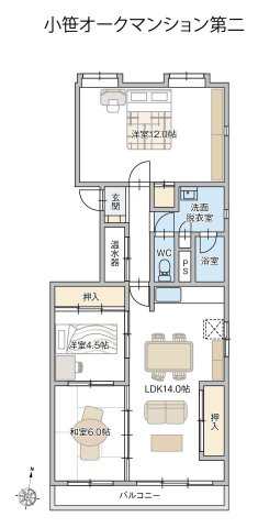 【間取り】 | 小笹オークマンション２