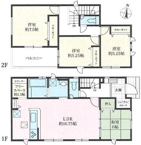 小田原市堀之内2期  新築戸建全7棟　1号棟の間取り
